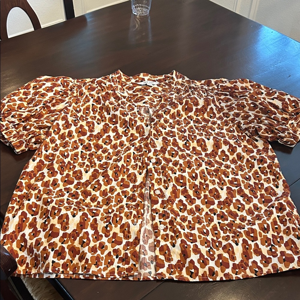 Nine West Brown and Tan Patterned Top